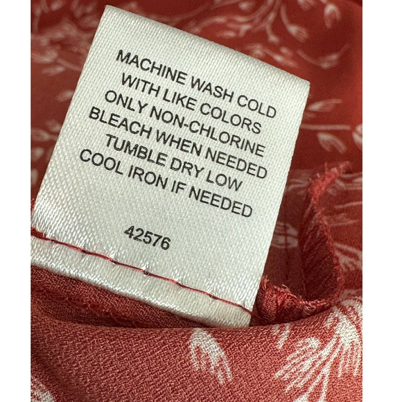 41 Hawthorne Clarita Orange Floral Front Pleat Detail 3/4 Sleeves Blouse size S - Picture 7 of 12